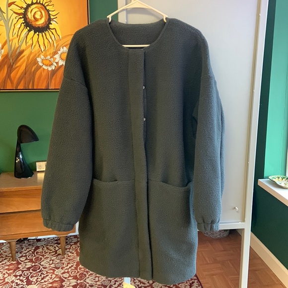 Fabletics Jackets & Blazers - Fabletics Fleece Grey Charcoal Long Jacket Coat Size M new have tag